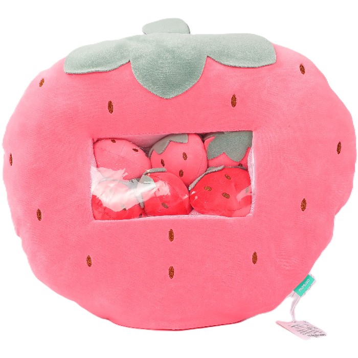 kids-and-stationery/toys-dolls-soft-toys/mumuso-strawberry-throw-pillow-with-6-baby-plush-toys