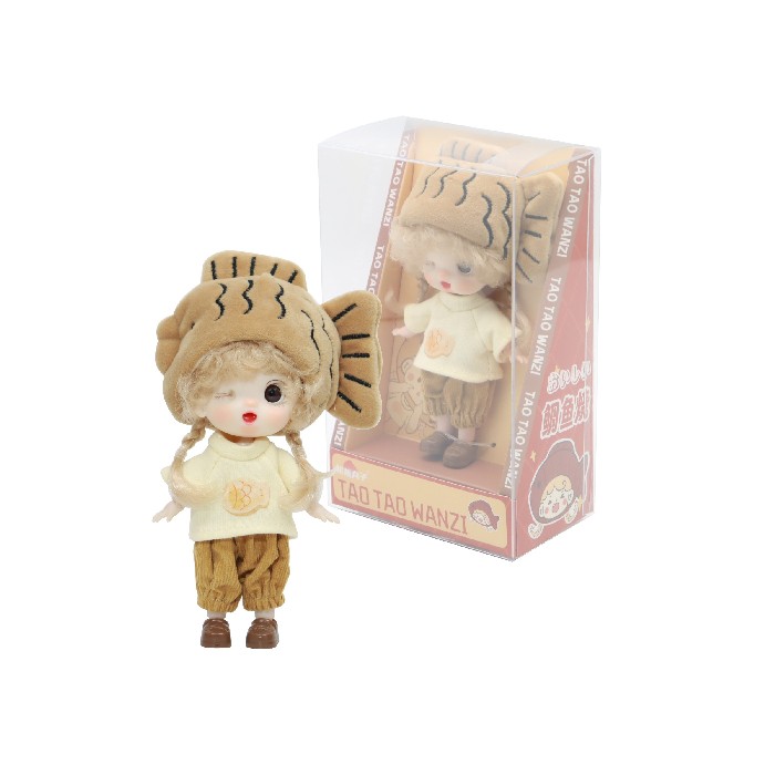 kids-and-stationery/toys-dolls-soft-toys/mumuso-16cm-ball-jointed-doll-with-taiyaki-hat-brown