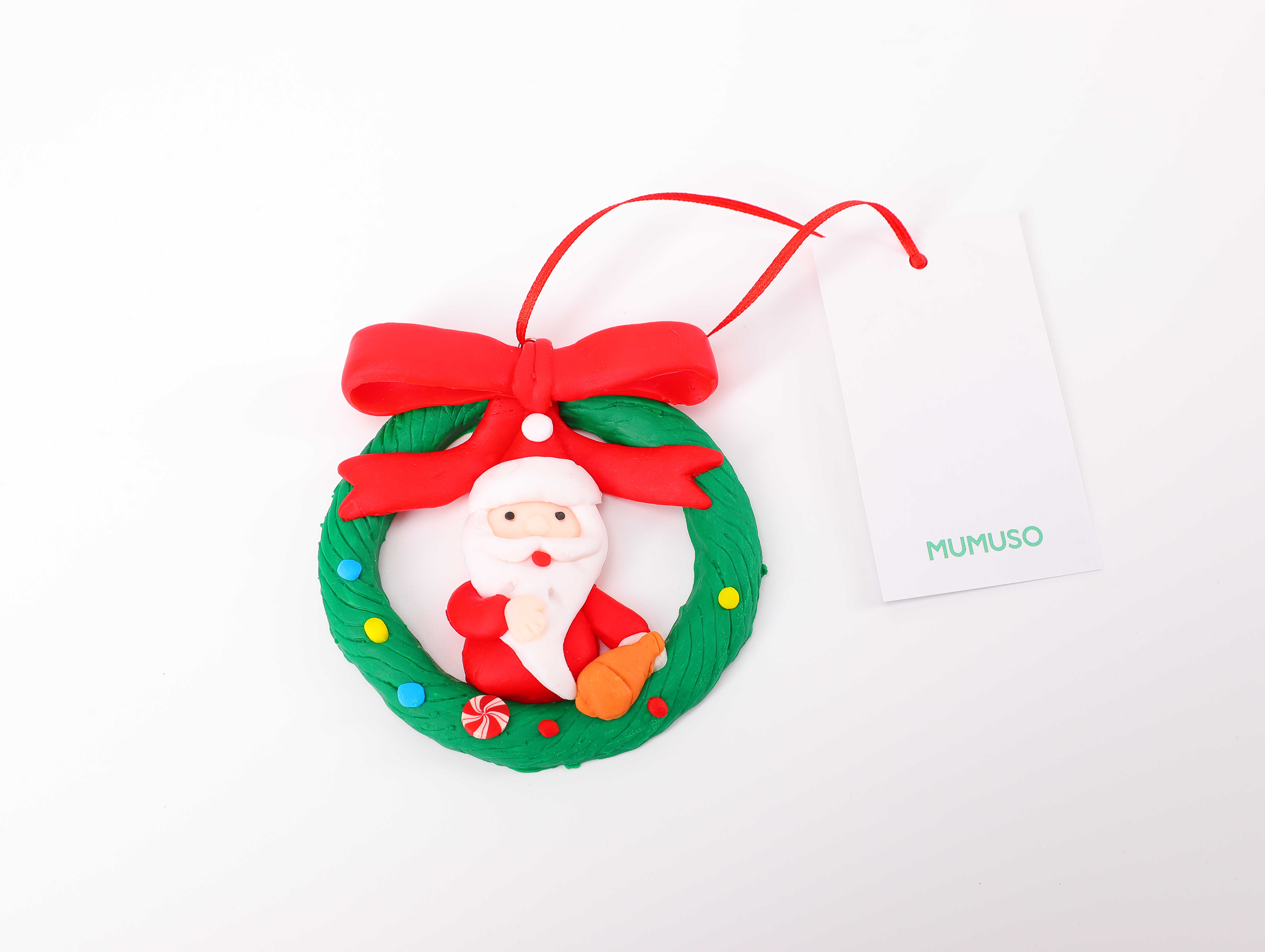 christmas/wreaths/mumuso-polymer-clay-christmas-hanging-decoration-santa-claus-in-a-wreath