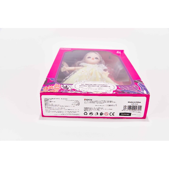 kids-and-stationery/toys/mumuso-12-inch-3d-lovely-doll-with-13-joints