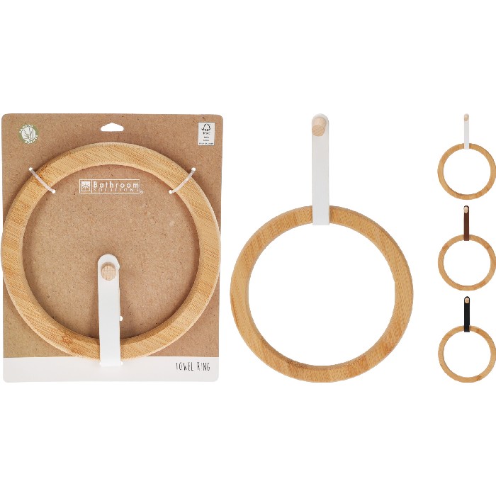 bathrooms/towel-rails-hooks/towel-ring-bamboo-and-pu-3-assorted
