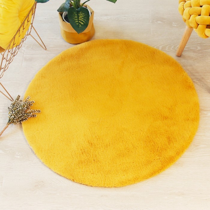 home-textiles/carpets-rugs/atmosphera-extra-soft-fur-rug-ocher-diameter-80cm