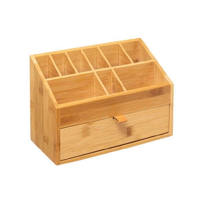 bathrooms/bathroom-storage-shelving/5five-bamboo-leather-organizer-1-drawer