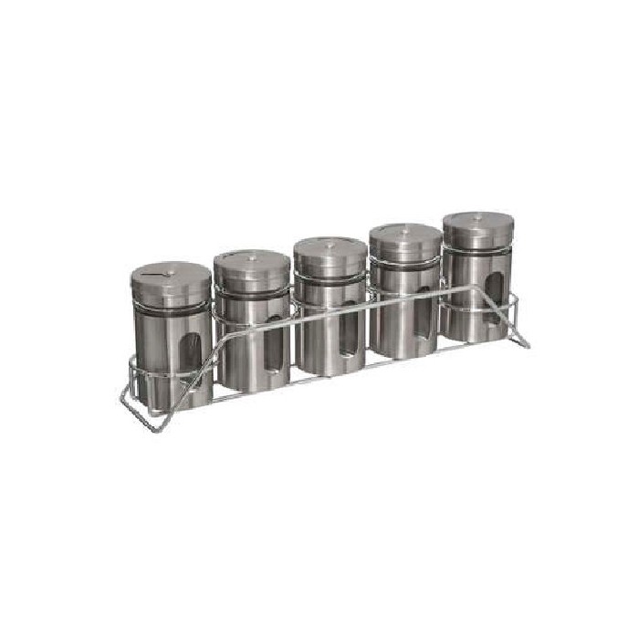 kitchenware/racks-holders-trollies/5five-spice-rack-with-5-glass-jars-and-stainless-steel-base
