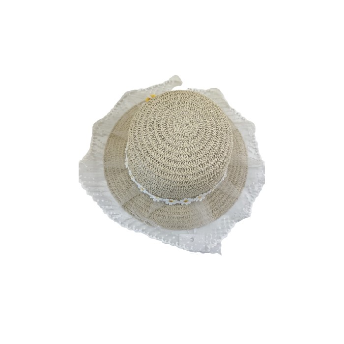 household-goods/clothes-shoes-accessories/mumuso-flower-straw-hat-with-lace-trim-beige