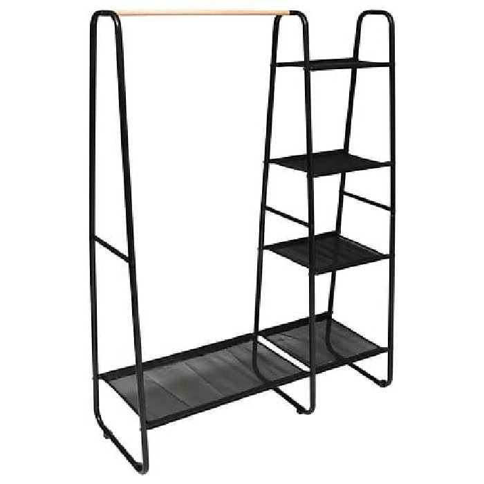household-goods/garment-racks-wall-hooks/5five-garment-rack-with-shelves-metal-blackwood
