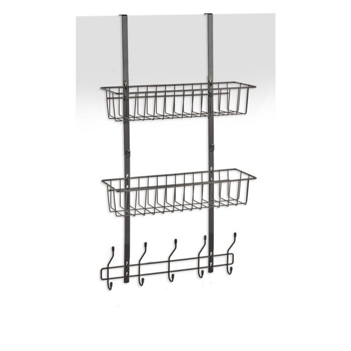 household-goods/storage-baskets-boxes/promo-zeller-door-rack-w-2-baskets-a-hooks-metal-black