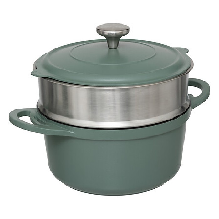 kitchenware/pots-lids-pans/5five-cast-aluminium-pot-steamer-24cm-green