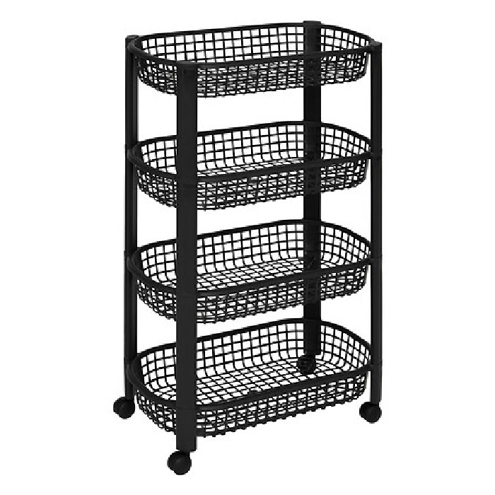 kitchenware/racks-holders-trollies/5five-black-pp-4-tier-basket-trolley