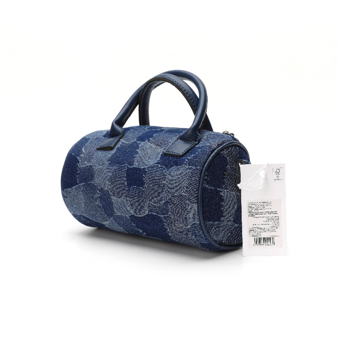 household-goods/clothes-shoes-accessories/mumuso-cylindrical-denim-crossbody-handbag-dark-blue