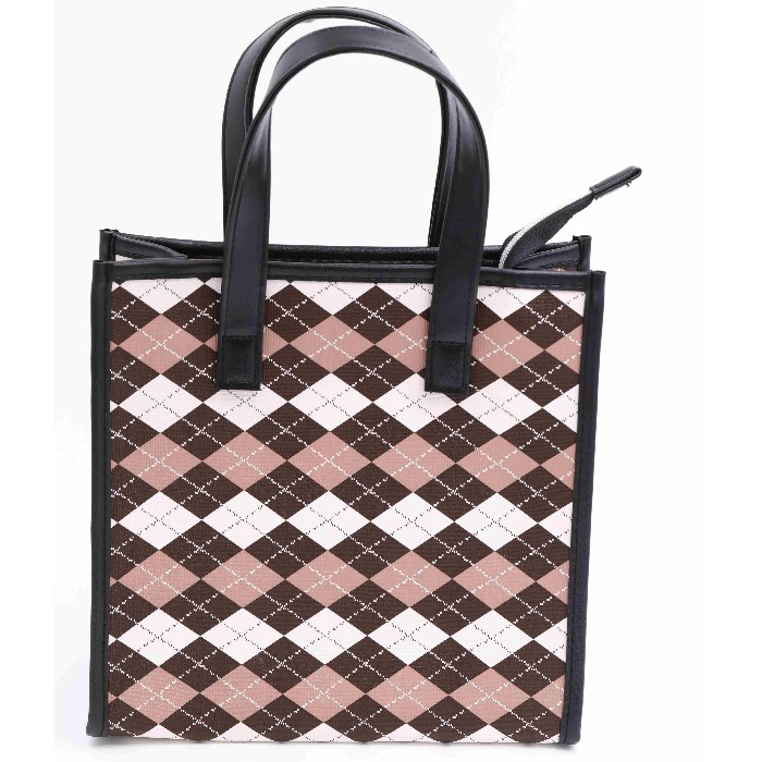household-goods/shopping-trolleys-bags/mumuso-chequered-handbag-camel