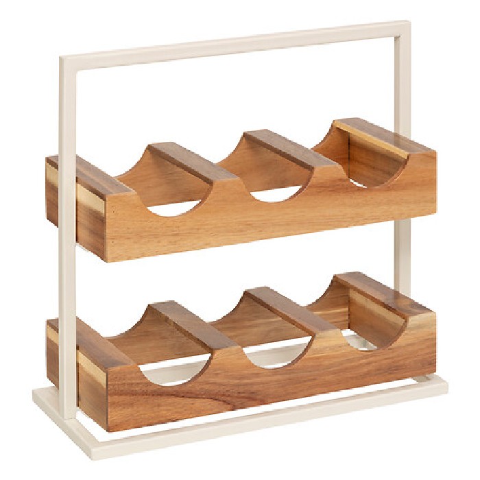 kitchenware/racks-holders-trollies/5five-bottle-rack-–-metal-and-acacia-wood