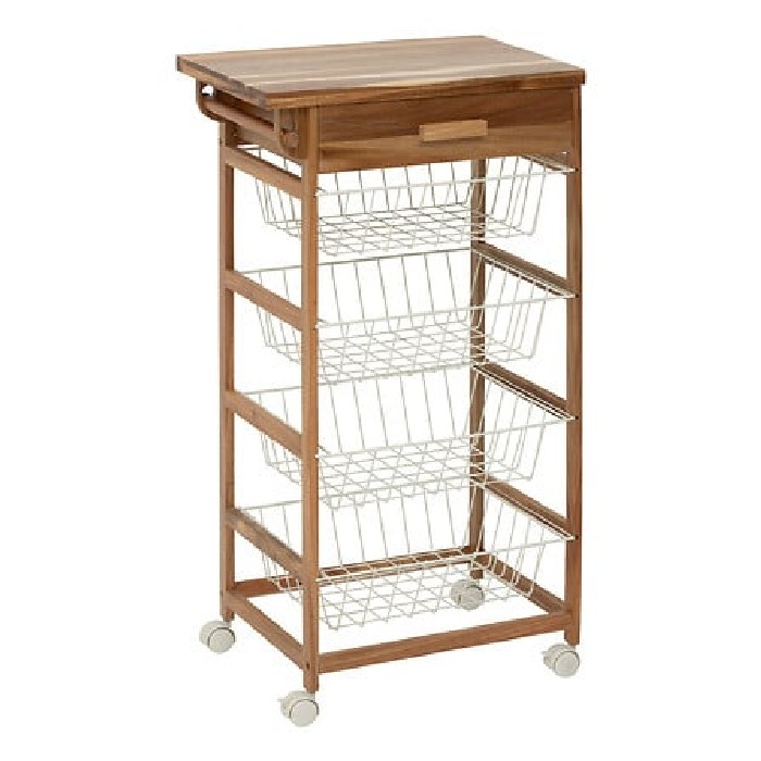 kitchenware/racks-holders-trollies/5five-acacia-trolley-with-4-metal-baskets
