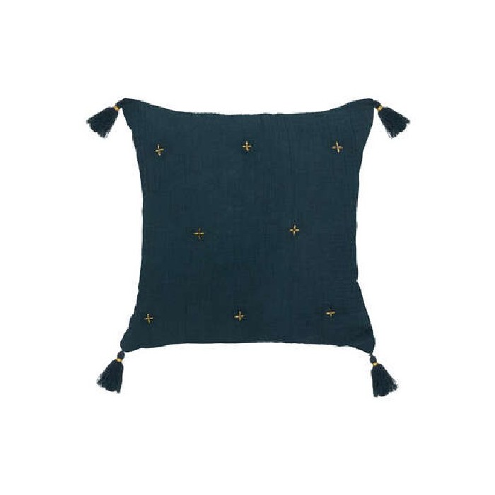 home-textiles/cushions-cushion-covers/atmosphera-cushion-gauze-embr-gold-blue-40cm-x-40cm