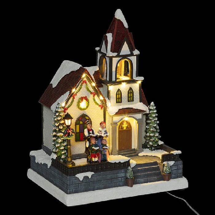 christmas/cribs-villages/xmas-village-bell-church-movement-musical-17led