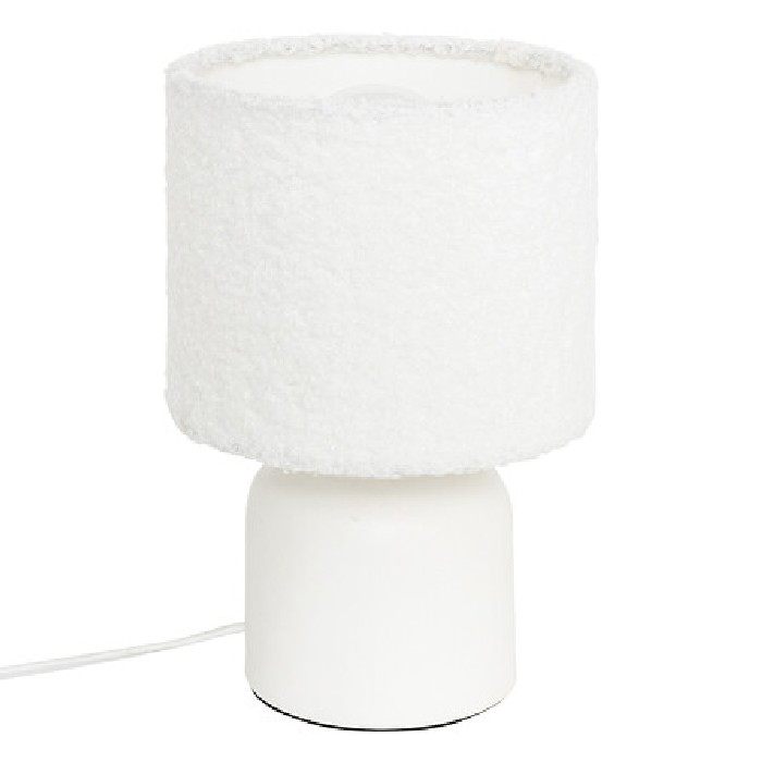 lighting/table-lamps/atmosphera-bona-white-bouclé-cylinder-lamp-h22cm