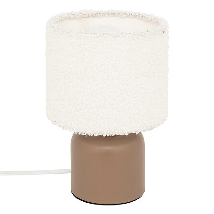 lighting/table-lamps/atmosphera-bona-brown-bouclé-cylinder-lamp-h22cm