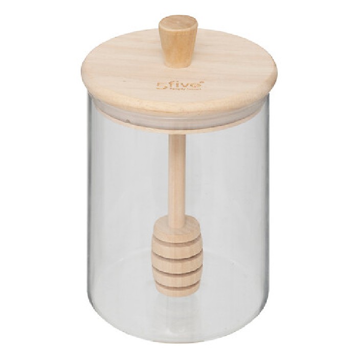 kitchenware/food-storage/5five-honey-jar-glass-and-wood-04l-hermetic