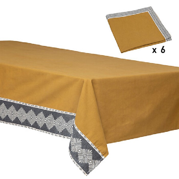 home-textiles/table-cloths-runners/atmosphera-tablecloth-150cm-x-250cm-with-6-napkins-ochre-inu