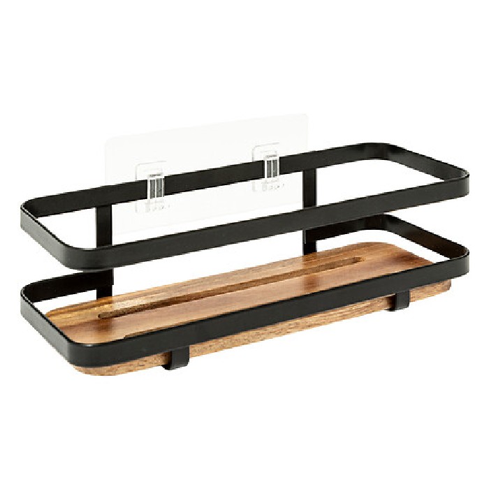 bathrooms/shower-curtains-rails-accessories/5five-sticker-rectangleangular-blackacia-shelf