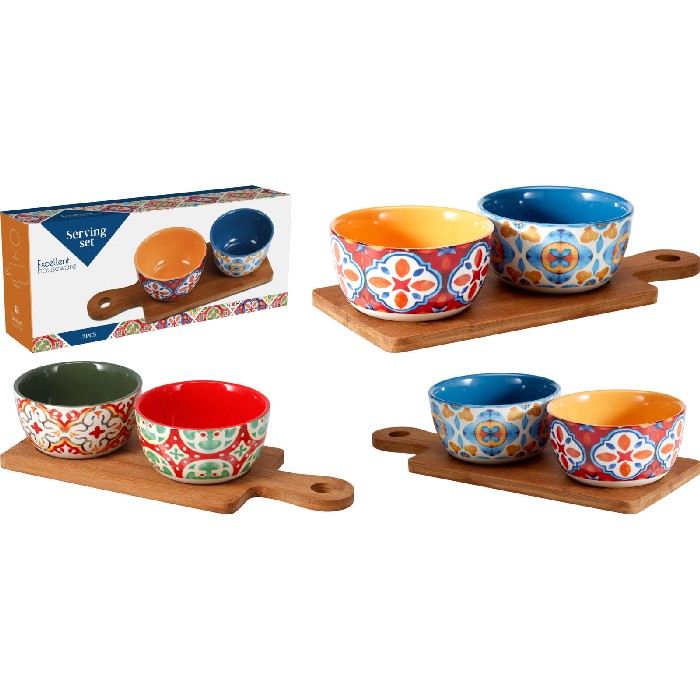 tableware/serveware/bamboo-serving-tray-with-2-stoneware-bowls-set-of-3-2-assorted-designs