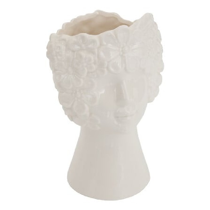 home-decor/vases/atmosphera-white-ceramic-face-vase-fluted-h21cm
