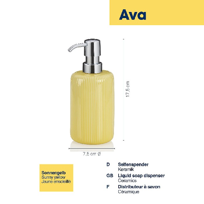 bathrooms/sink-accessories/kela-liquid-soap-dispenser-ava-sunny-yellow-24430