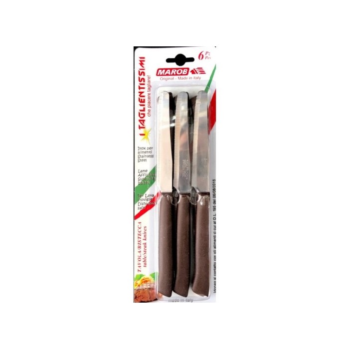 tableware/cutlery/knife-plastic-handle-blister-brown-set-of-6