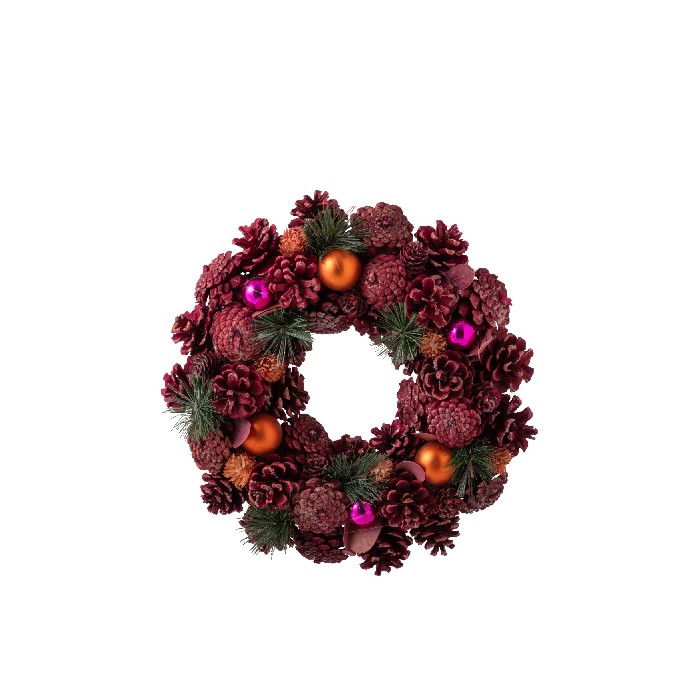 christmas/wreaths/pinecone-wreath-pink-and-orange