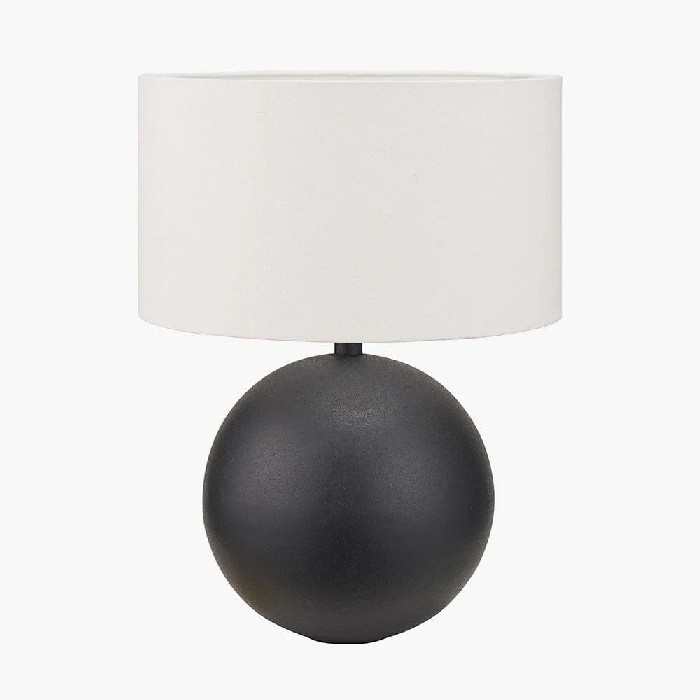 lighting/table-lamps/pacific-benio-matt-black-metal-spherical-table-lamp-base-with-henry-35cm-white-handloom-shade