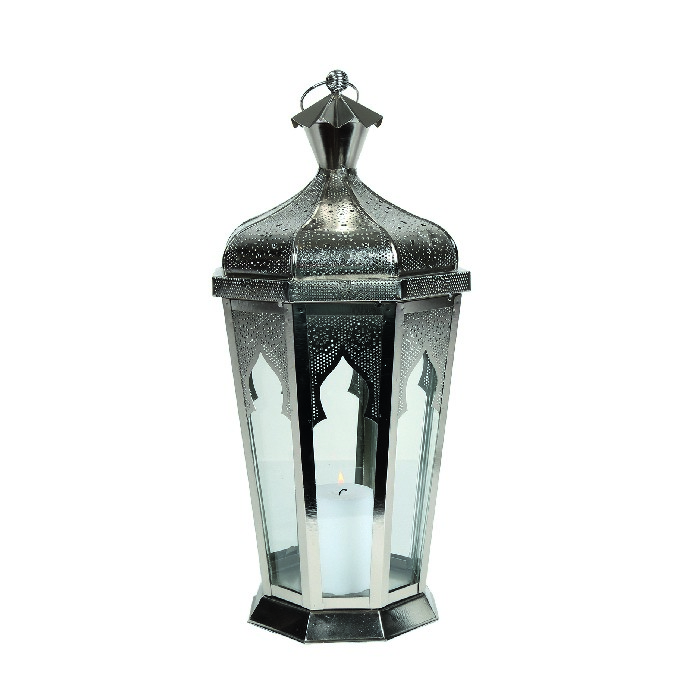 home-decor/candle-holders-lanterns/moroccan-style-tapered-octagon-lantern-in-nickel-47cm