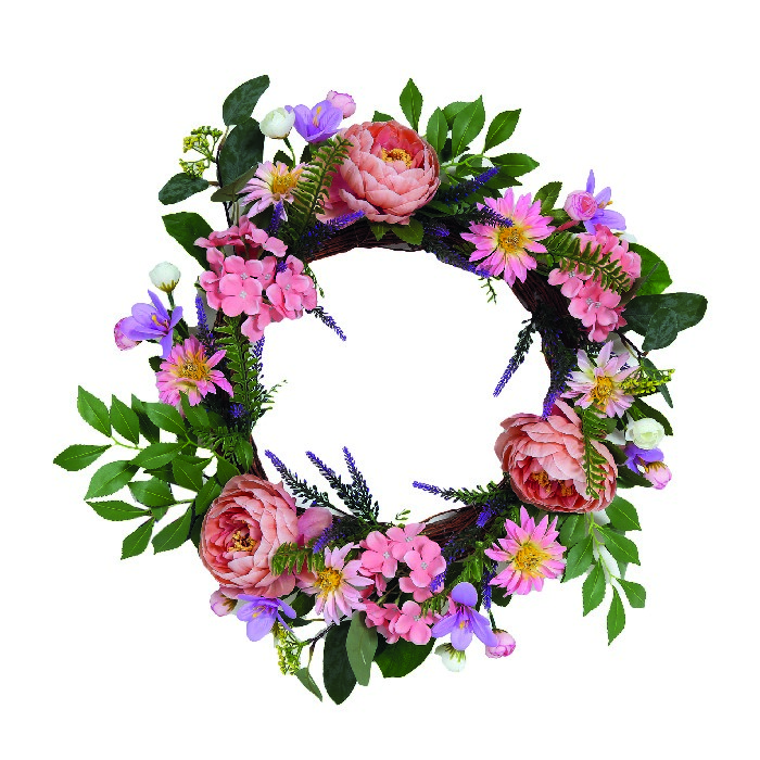 home-decor/artificial-plants-flowers/mixed-floral-wreath-pink-hydrangea-and-peony-45cm