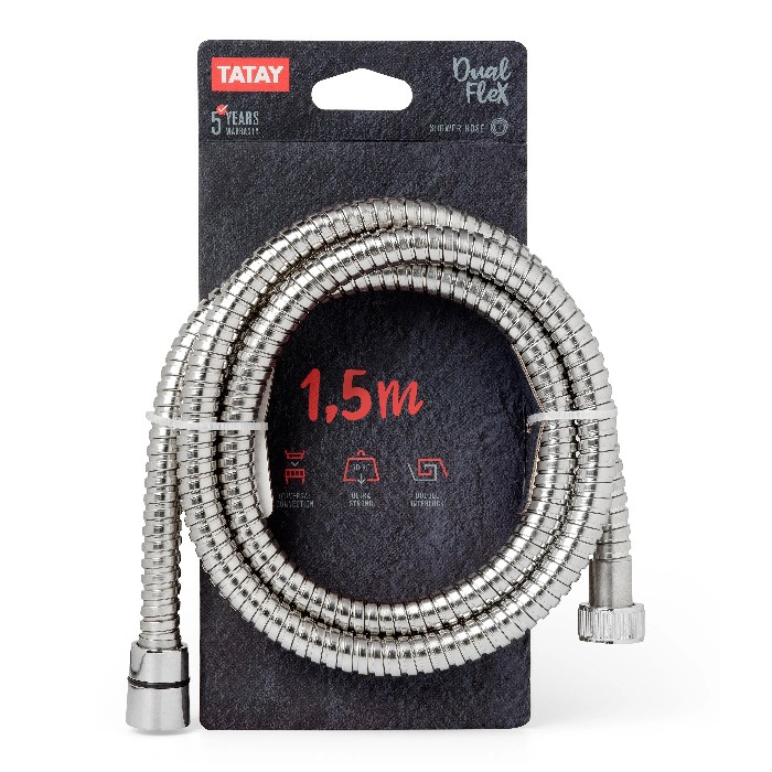 bathrooms/shower-curtains-rails-accessories/tatay-metal-shower-hose-150m-dual-flex