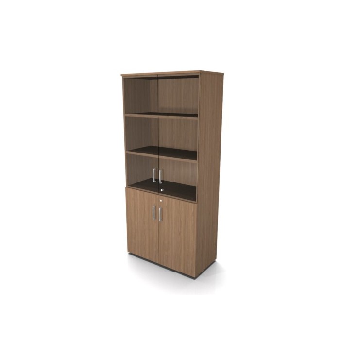 office/bookcases-cabinets/promo-tall-cabinet-with-top-glass-–-w90cm-x-d35cm-x-h194cm-–-light-walnut