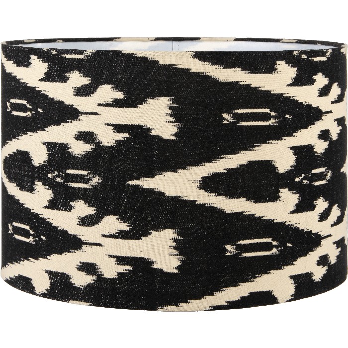 lighting/shades/lars-30cm-black-ikat-patterned-cylinder-shade