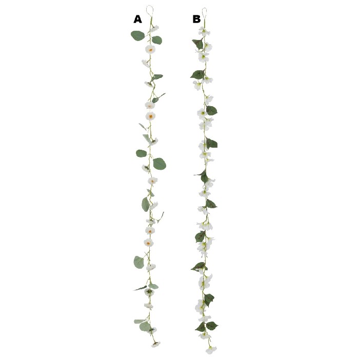 home-decor/artificial-plants-flowers/garland-flowers-with-leaves-plastic-whitegreen-assortment-of-2