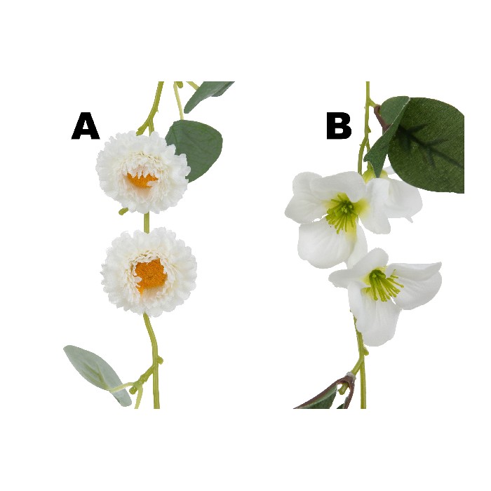 home-decor/artificial-plants-flowers/garland-flowers-with-leaves-plastic-whitegreen-assortment-of-2
