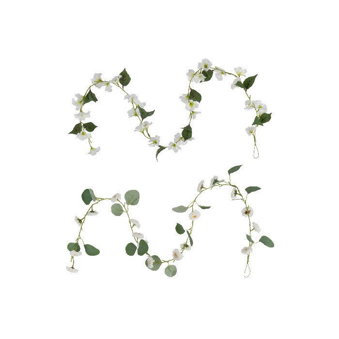 home-decor/artificial-plants-flowers/garland-flowers-with-leaves-plastic-whitegreen-assortment-of-2