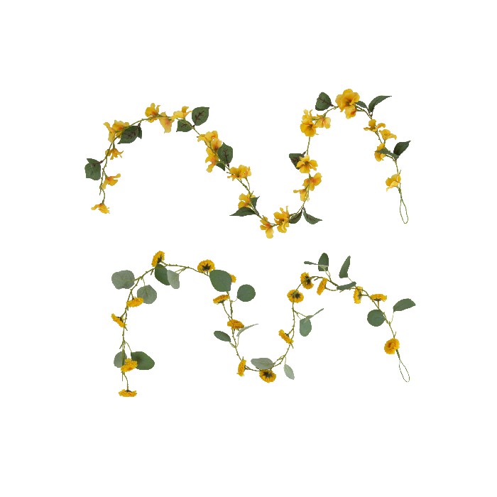 home-decor/artificial-plants-flowers/garland-flowers-with-leaves-plastic-yellowgreen-assortment-of-2