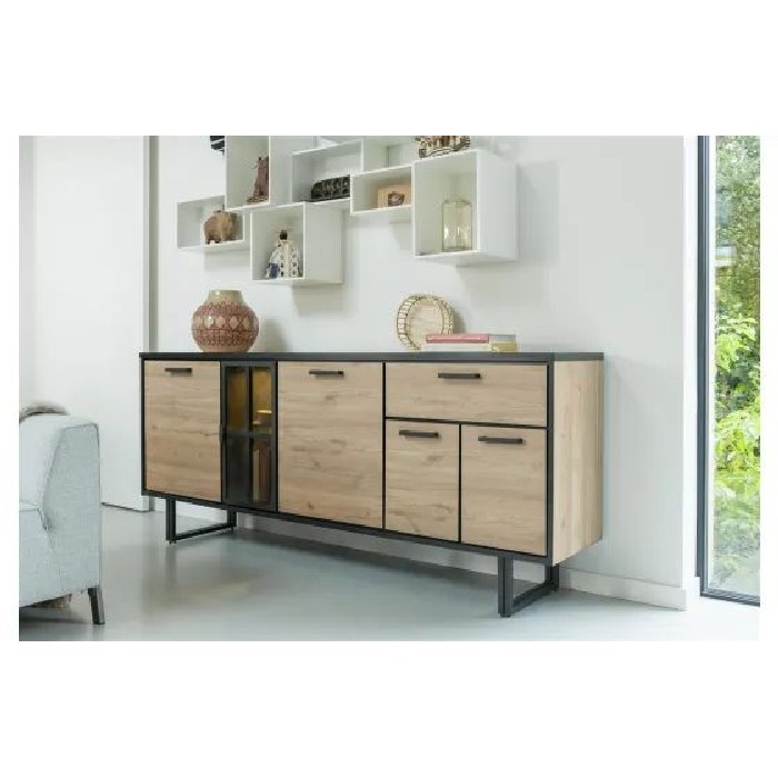 living/sideboards/hh-sideboard-avalon-natural-vintage-oak-4-doors-1-drawer-1-glass-door