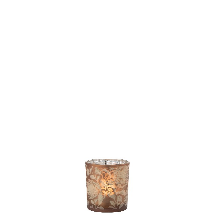 home-decor/candle-holders-lanterns/tea-light-holder-floral-glass-matte-brownsilver-small
