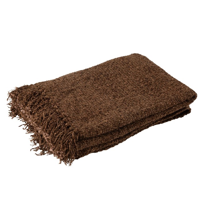 home-textiles/blankets-throws/plaid-woven-with-fringes-viscose-dark-brown