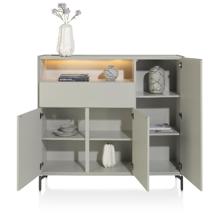 living/sideboards/noon-highboard-148cm-–-3-doors-1-drawer-1-niche-led-–-silk-grey
