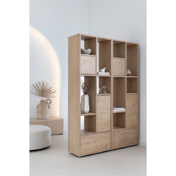 living/living-suites/xooon-lugana-room-divider-with-4-doors-1-drawer-and-8-niches-natural-150cm