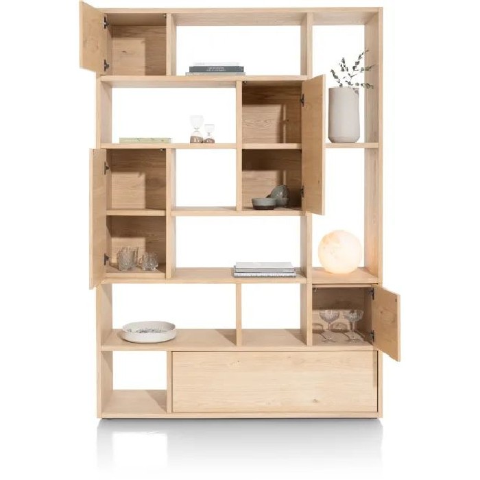 living/living-suites/xooon-lugana-room-divider-with-4-doors-1-drawer-and-8-niches-natural-150cm