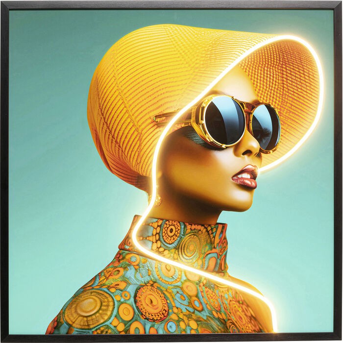 home-decor/wall-decor/kare-framed-picture-led-sun-hat-woman-yellow-–-80cm-x-80cm-–-56576