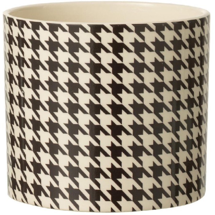 home-decor/indoor-pots-plant-stands/flowerpot-round-pied-de-poule-margo-ceramic-whiteblack-medium