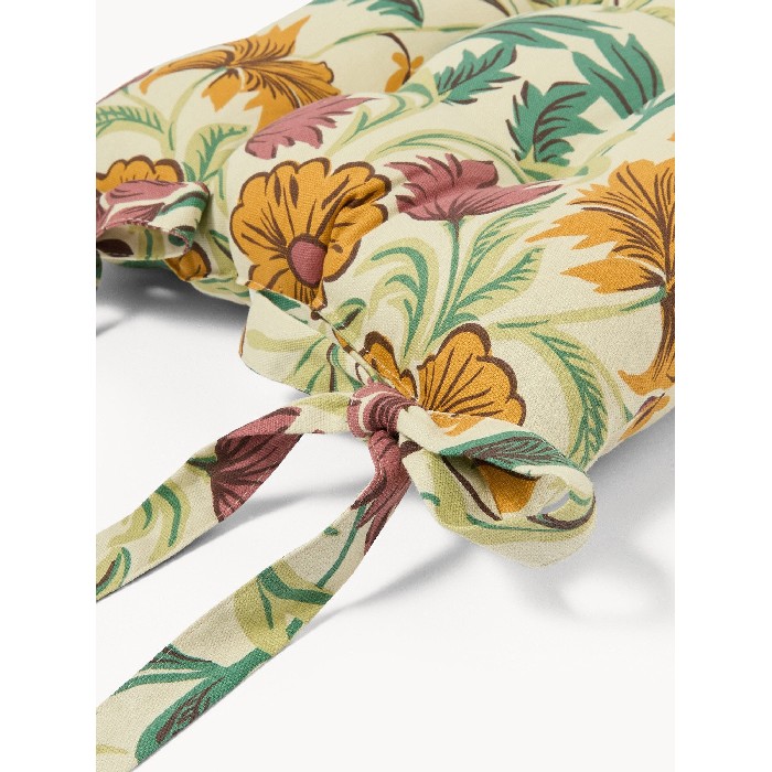 home-textiles/kitchen-textiles/coincasa-cotton-panama-tie-back-chair-cushion-with-western-style-floral-print