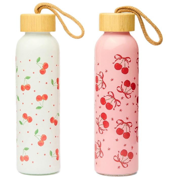 kitchenware/picnicware/coincasa-glass-water-bottle-with-cherry-motif
