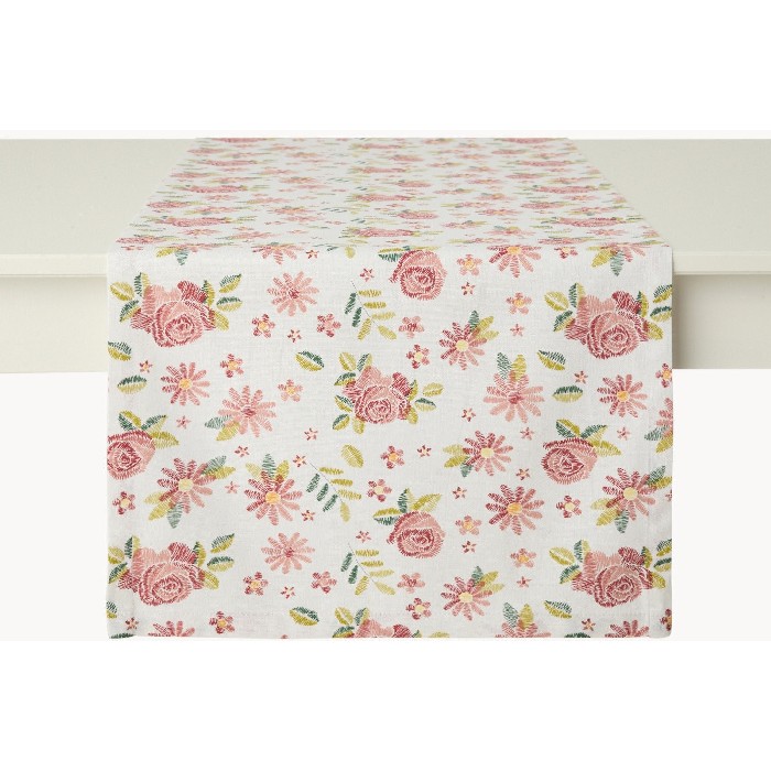home-textiles/table-cloths-runners/coincasa-panama-cotton-table-runner-with-rose-print-white